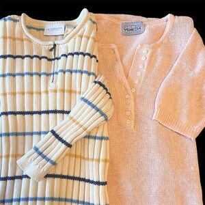 Vintage henley sweaters bundle Venezia and Liz Claiborne size S/M  pastel colors